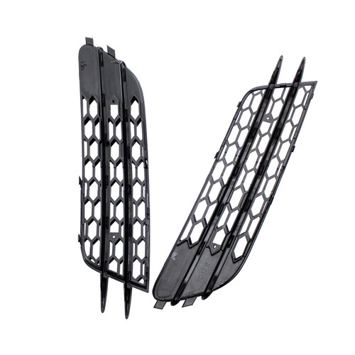 Pair Black Front Bumper Fog Light Lamp Cover Grille Grill For Audi A6 C7 2011-15 - Picture 4 of 12