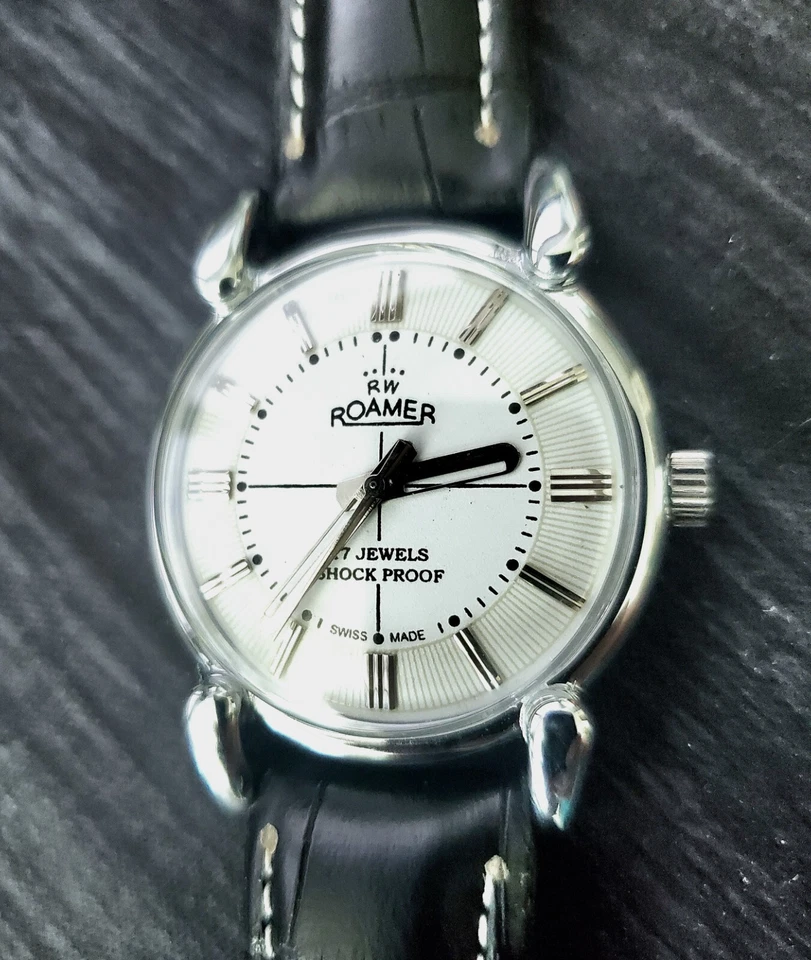 Rare Roamer Brevete Swiss Mens Manual Watch Slv Wht Blk ✨ - Image 2 of 4