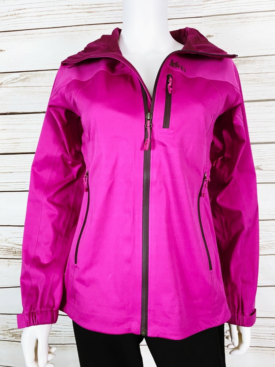 Rei Womens Hooded Jacket Size XS Magenta Full Zip Pockets Long
