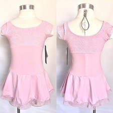 So Danca Girls Short Sleeve Lace Skirted Leotard Dress, Black or Pink, NWT