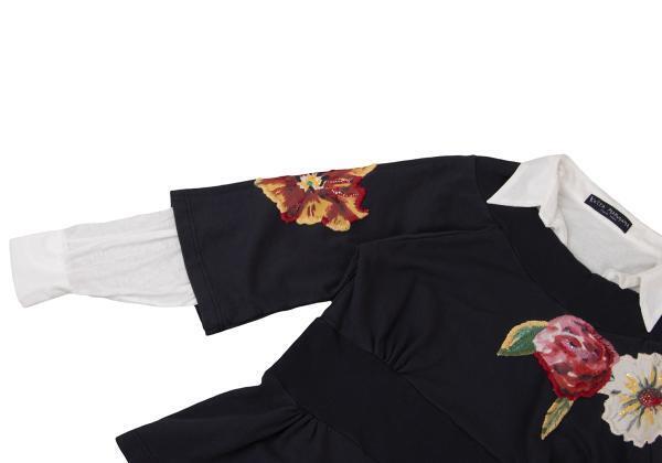 KEITA MARUYAMA Shirt Layered Floral Patch Top Size 2(K KEITA MARUYAMA Shirt Layered Floral Patch Top Size 2(K