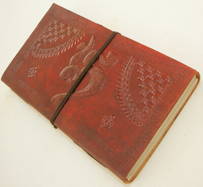 Leather Journal OM  Embossed Blank Diary Handmade Paper Antique Notebook for Men