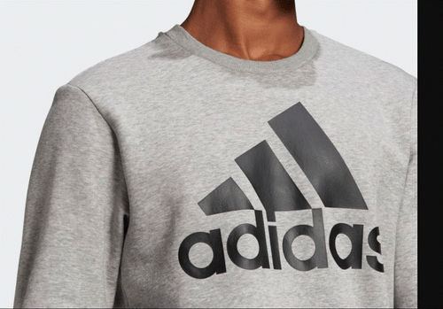 NWT MEN'S ADIDAS GK9077  ESSENTIALS BIG LOGO SWEATSHIRT GREY/BLACK TOP $55 - Picture 4 of 4