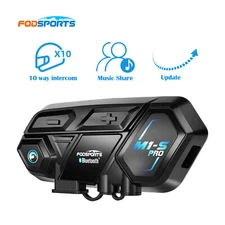 M1-S Pro Motorcycle Headset Intercom Bluetooth 5.4, 10 Rider Group Motorbike CVC