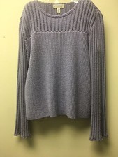 Womens ST JOHN SPORT Lilac Purple Sweater Crochet Knit Sz M