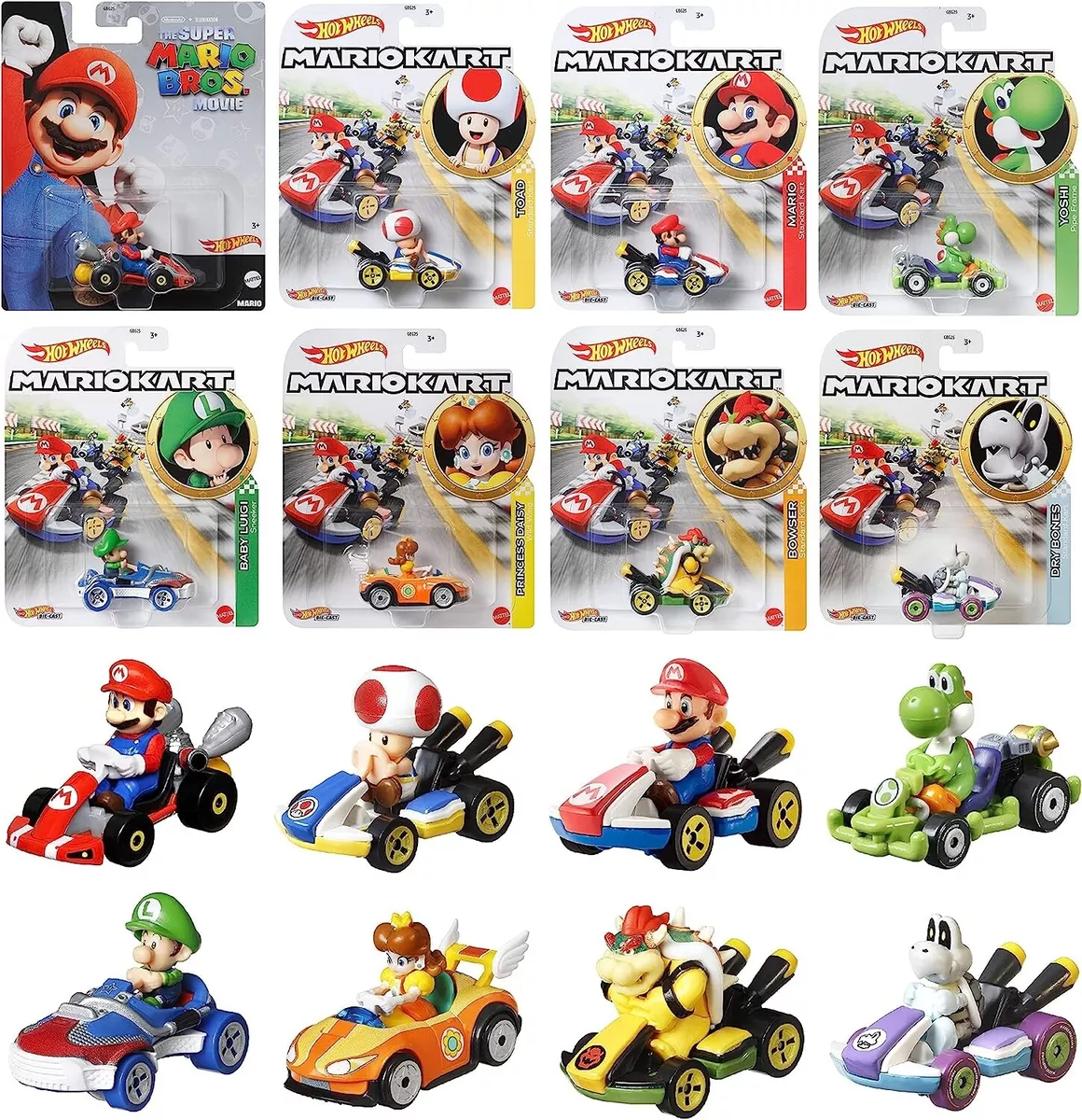 Hot Wheels Mario Kart 4 Pack (Assorted; Styles Vary) by Mattel