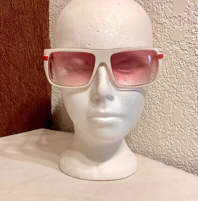 VTG FENDI Sunglasses, FRAME ONLY, “Issima” White with Red Stripe