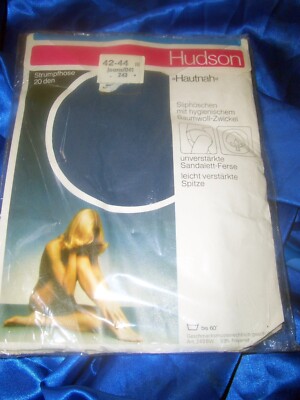 VINTAGE RETRO Hudson Hautnah Nylons Strumpfhose Gr. 42-44 Jeans Blau OVP