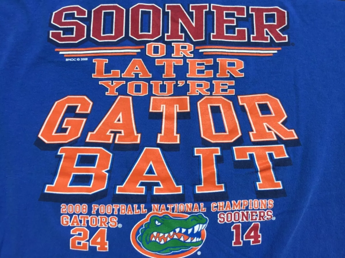 FLORIDA GATORS 2008 FOOTBALL Nat l Champions 2 sided T Shirt Size
