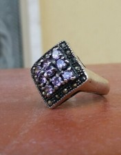 925 SILVER RING Women Amethyst Brilliant Cut w