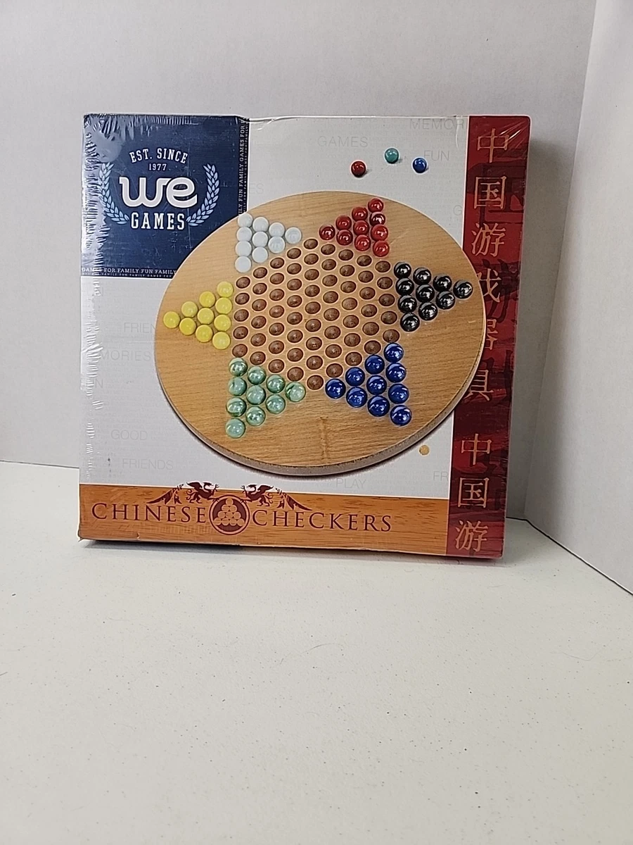 Set Dama Cinese In Legno Massello WE Games Con Biglie Di Vetro – 11,5 Pollici, Gioco Da Tavolo Strategico