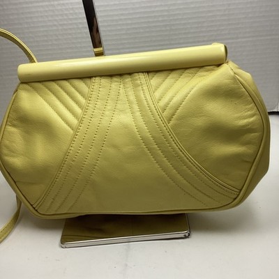 Barbara Bolan For Bolan Too Women s  Bright Yellow Leather Purse Italy Shoulder