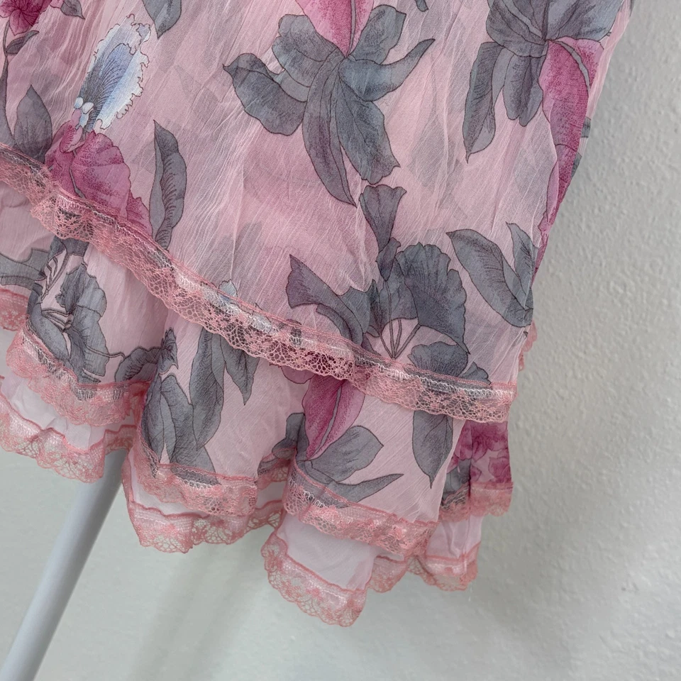 透明花卉绉织花边娃娃上衣仙女 Coquette 浪漫森庆 S M 码 — 第 3/4 张图片