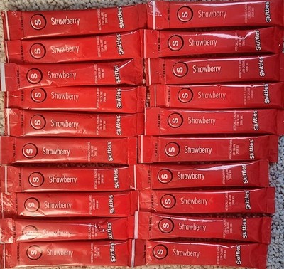 20 Packets Skittles Red Strawberry Flavored Singles To Go Sugar Free Drink Mix