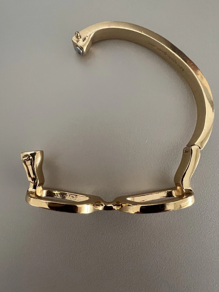 KATE SPADE Black Enamel Goreski Eyeglass Lookout Gold Plated Bangle Bracelet - Image 3 of 3