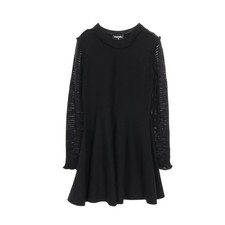 【Dresses】CHANEL logo button knit dress crew neck long sleeves cashmere