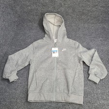 Nike Sweatshirt Kids Medium Gray Heather Zip Club Fleece Hoodie Sweater Boys New