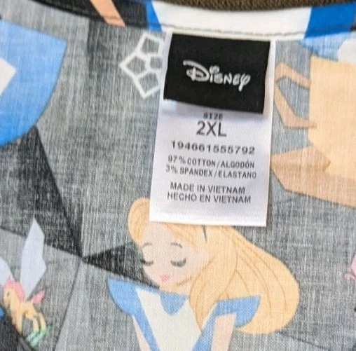 Tooniforms Disney Alice in Wonderland Scrub Top Women 2X NWT Shirt Nursing - Image 4 of 4