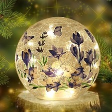 Sphere Glass Crystal Lamp with Timer   6 Inches, 6 Hours Auto On / 18 Hours O...