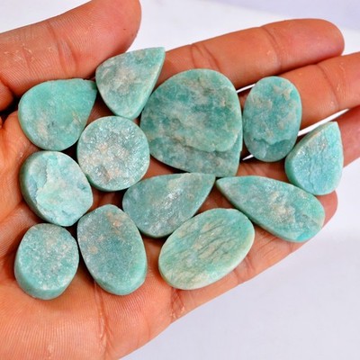 12 Pcs 312 Ct Natural Amazonite Druzy Loose Gemstone Lot 21x17-35x32 mm #R-14716