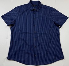 Mizzen Main Trim Fit Blue Striped Short Sleeve Button Down Shirt XL