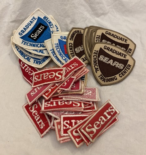 Huge Vintage Lot of SEARS Graduate Tech Training Center Patches + Sears Patches