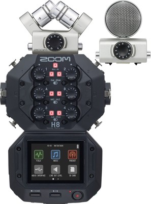 Zoom H8+ MS Pack portabler 12-Spur Audio-Recorder Handy Mikrofon Mobil Podcasts