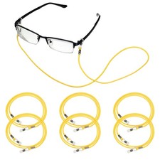6 Pcs Eyeglasses Chains for Women, Eyeglasses Chain with Lanyard, Light Yellow
