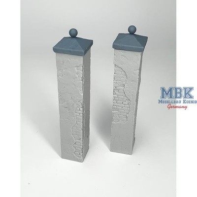 PIMP MY MINIATURES PMM-DIO068 Primed brick pillars cracked / Pfeiler (2 pcs)