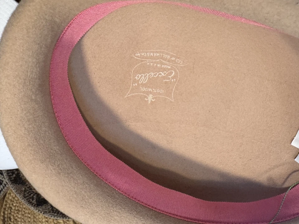 Sombrero Frank Olive Boina Mujer - Beige con Cinta Rosa Banda Interior Foto 3 de 4