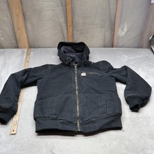 Carhartt Jacket Kids Small 4/6 Black Canvas Sherpa Lined Full Zip 100815-001