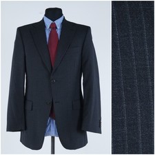 Mens TOMMY HILFIGER Sport Coat 40R US Size Striped Grey Wool Blazer Jacket