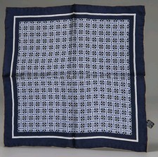 Ralph Lauren silk scarf Navy Pocket Square geometric No Brand Tag 
