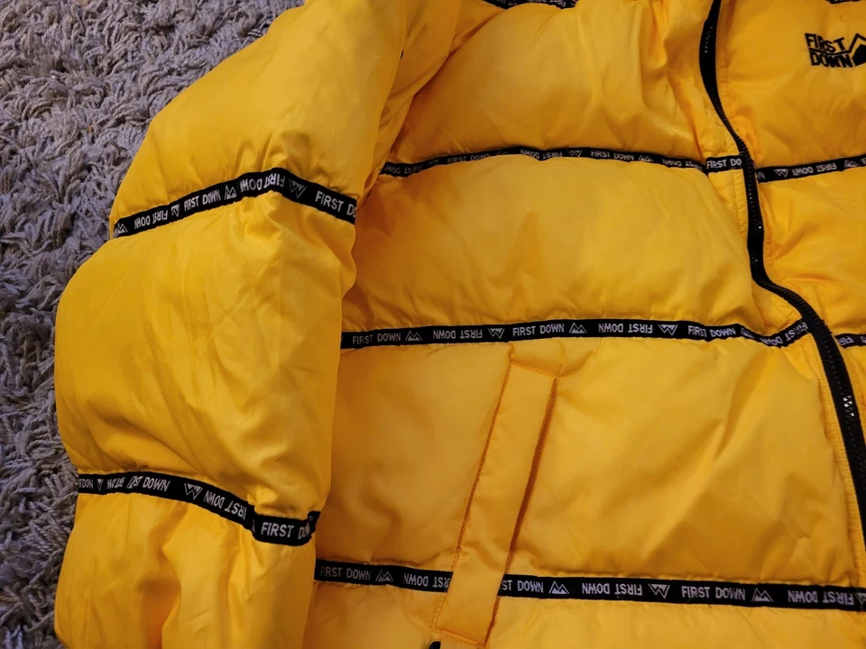 First Down Jacket Men XXL Vintage Puffer Coat Duck Feather Down Y2K 90s HipHop - Image 4 of 4