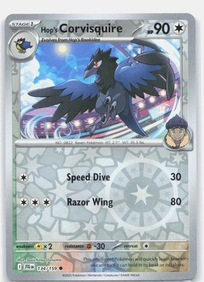 Hop's Corvisquire Reverse Holo SV09: Journey Together #134/159 Pokemon TCG NM