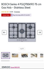 BOSCH Series 4 PGQ7B5K90 75 cm Gas Hob - Stainless Steel BRAND NEW