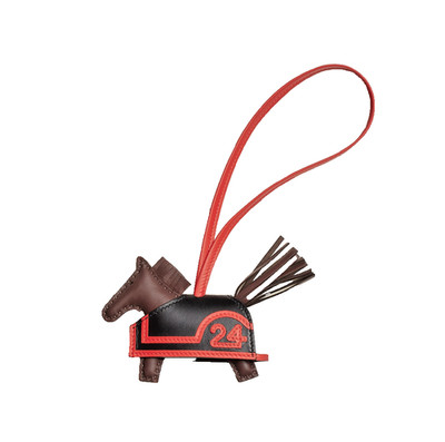 HERMES Rodeo Robeo 24 PM terre / noir / capucine Horse Bag Charm