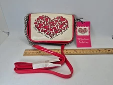 Brighton Fill Your Heart Red Black & White Media Case Mini Crossbody Clutch NWT