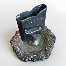 Vintage silver plated matchbox holder best wishes wishbone derby silver co.