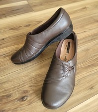 Clarks Everlay Iris Womens 7 M Brown Leather Slip On Comfort Shoes