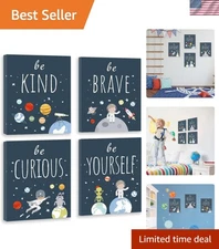 Whimsical Framed Outer Space Canvas Art for Kids - 8x10 Prints Ready to Hang