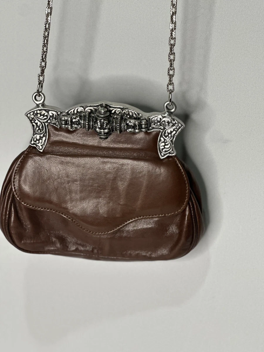 Ann Turk Leather Belt Black Silver Metal Cupid Size‎ 26 7/8\