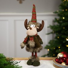 Northlight Standing Plush Moose with Striped Legs Christmas Figure - 18" -