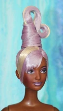 Lavender blonde hair Fantasy updo Nude African American Barbie Bellybutton Fairy