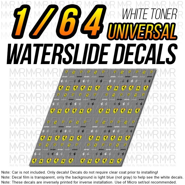 1/64 Scale FERRARI Logo F40 WaterSlide Decals Custom for Hot