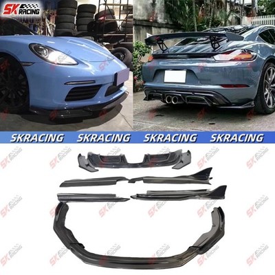 Front Rear Lip Side Skirts BodyKit For Porsche 718 982 Boxster Cayman 17+ Carbon