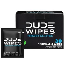 DUDE Wipes On-The-Go Flushable - 1 Pack, 30 30 Count Pack of 1 , White
