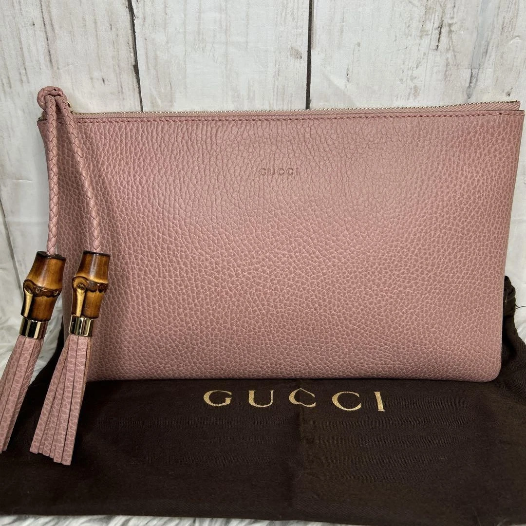 Gucci deuxième sac pochette bambou logo cuir m2_0424