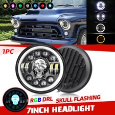 7inch Round Led Headlights With Skull Drl Turn Signal Fit Chevy Truck 1947-1957 7inch Round Led Headlights With Skull Drl Turn Signal Fit Chevy Truck 1947-1957