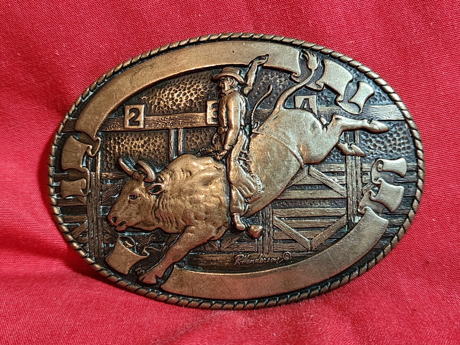 Bull Rider R Henderson Tony Lama Trophy Solid Brass B… - Gem